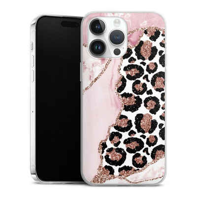 DeinDesign Handyhülle Leopard Glitzer Look Marmor Patterns and Textures Smooth Pink, Apple iPhone 14 Pro Max Slim Case Silikon Hülle Ultra Dünn Schutzhülle