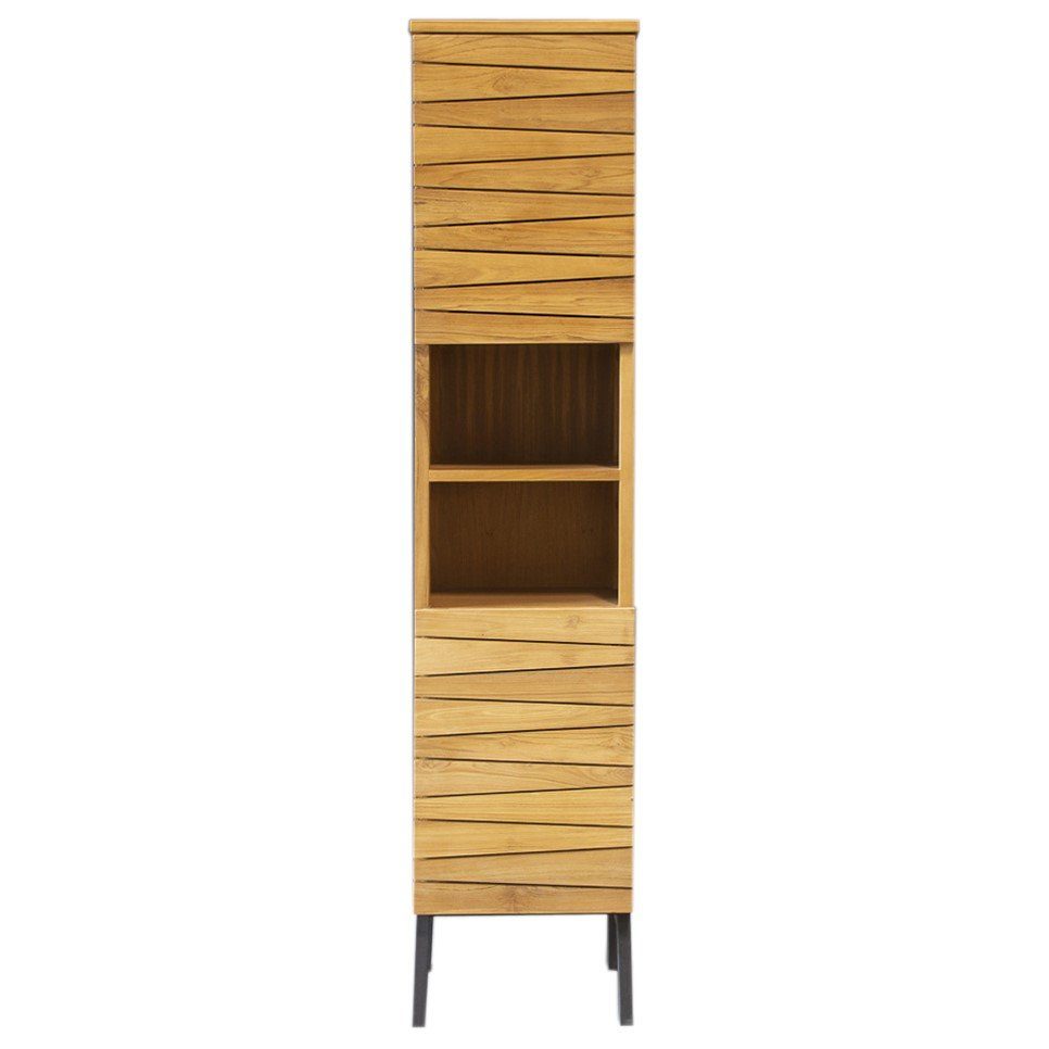 Teako Design Hochschrank Badezimmerschrank Iulia Teak Massivholz (1-St)