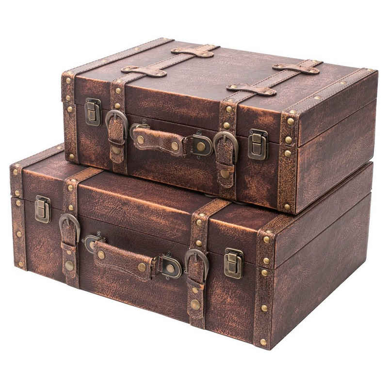 HMF Aufbewahrungsbox Vintage Koffer, Multifunktionskoffer (2 St., versch. Größen), Handgefertigter Geschenkkoffer im Klassik Design, 2er Set