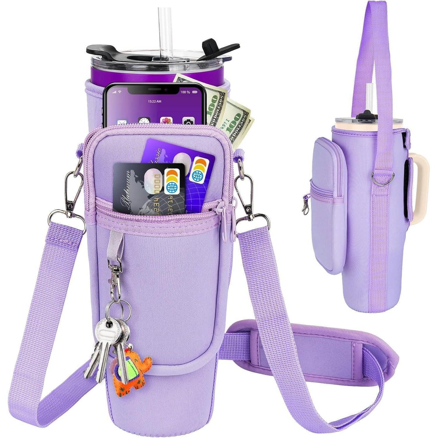 LuxusKollektion Fahrradtasche Tasche Wasserflasche 40oz Träger Griff Schultergurt Violett