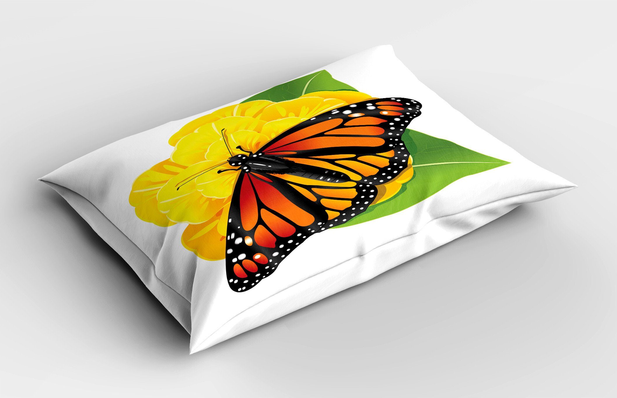 Kissenbezüge Dekorativer Standard King Size Blume Stück), Gedruckter Moth Abakuhaus Schwarz Orange und Kissenbezug, (1