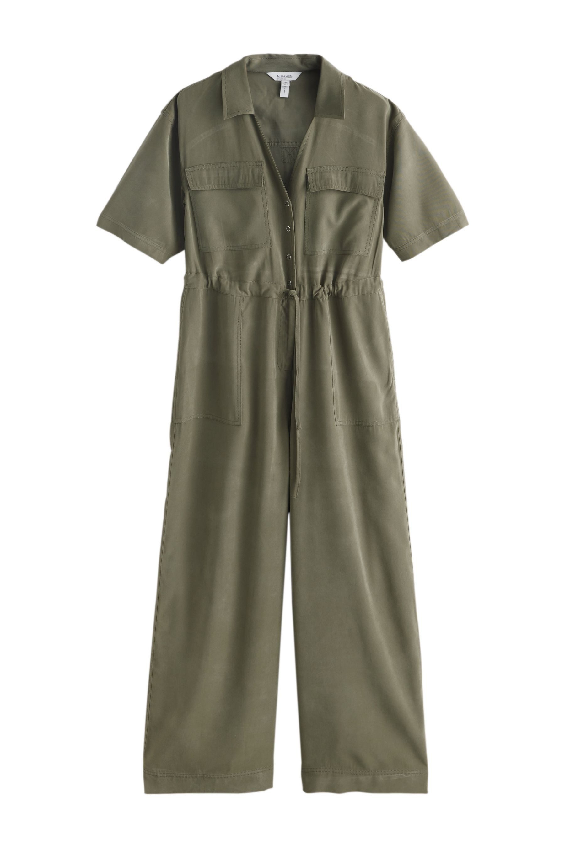 Next Jumpsuit Kurzärmeliger Utility-Jumpsuit mit weitem Bein (1-tlg)