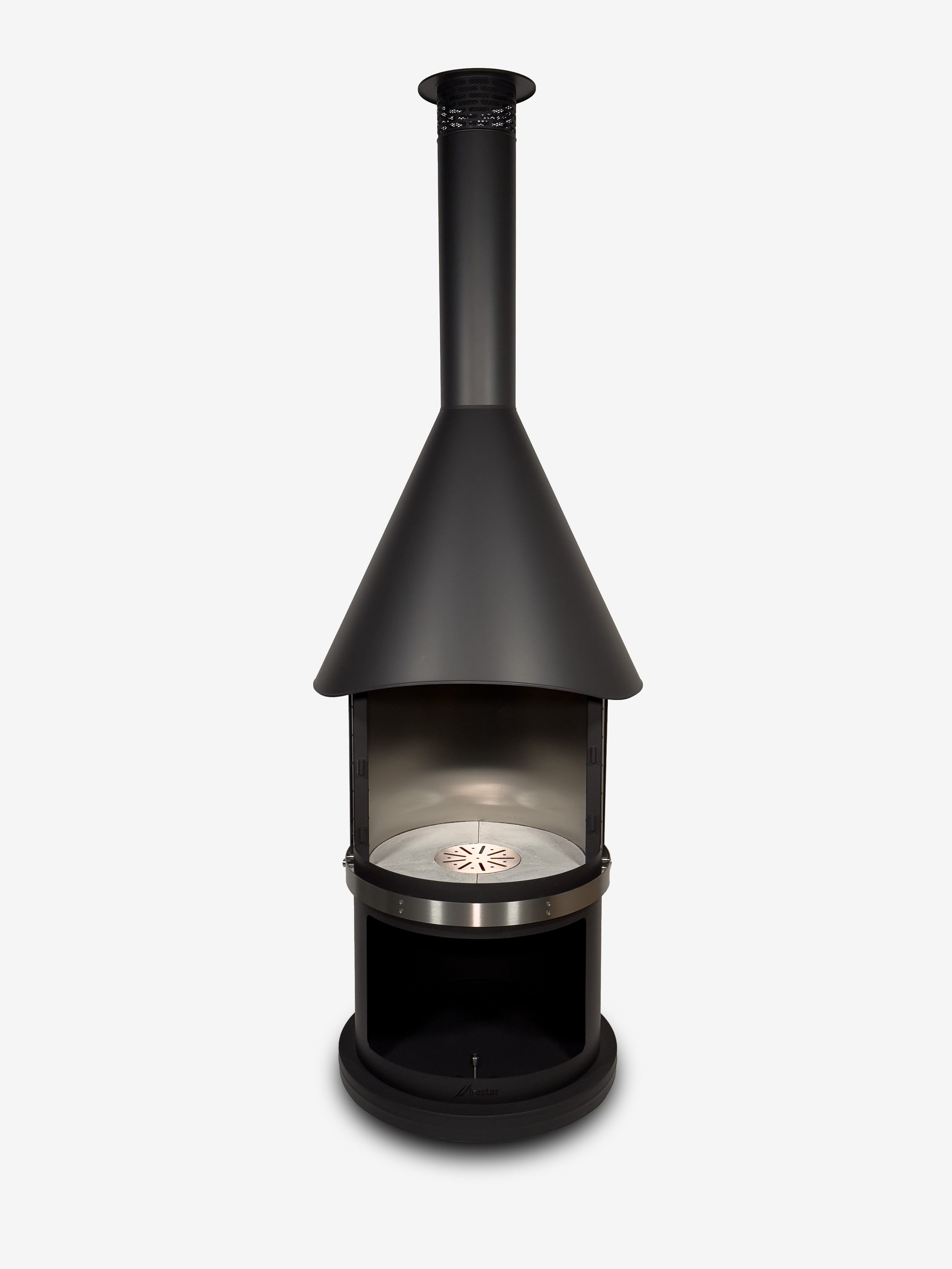 Firestar Gartenkamine Grillkamin DN 800 Swing 3. Generation NEU Edelstahl schwarz Grillkamin Kamin