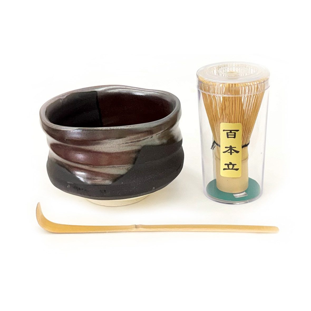 Ureshii Teeservice Japanisches Matcha-Set Kuromatto Aka aus Kreamik und Bambus (1-tlg)