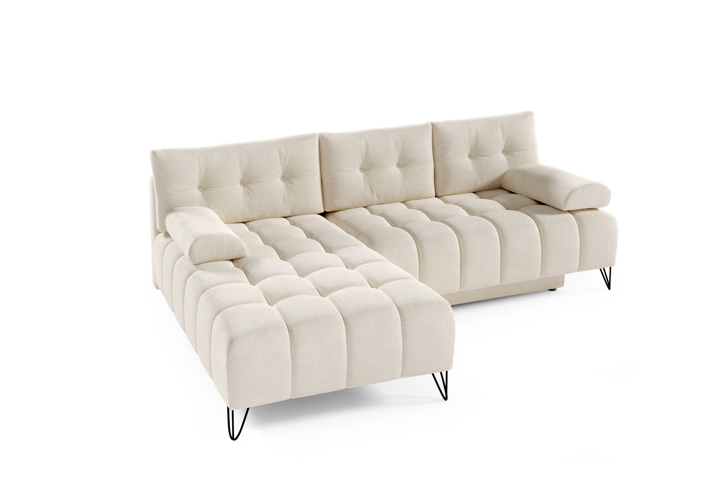 MOEBLO Ecksofa BRODY, Elegante Ecke Couch Schlafsofa Wohnlandschaft Loungesofa Bettzeugablage L-förmiges Wohnzimmergarnitur Sofagarnitu - (BxHxT): 245x94x176 cm, mit Schlaffunktion und Bettkasten
