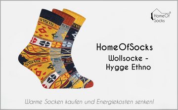 HomeOfSocks Norwegersocken Hygge Norweger Socken Dick Für Herren Und Damen mit Wolle 2er Pack Dicke Wollsocken Mit Fröhlich Bunten Mustern Und Druckarmer Zehennaht