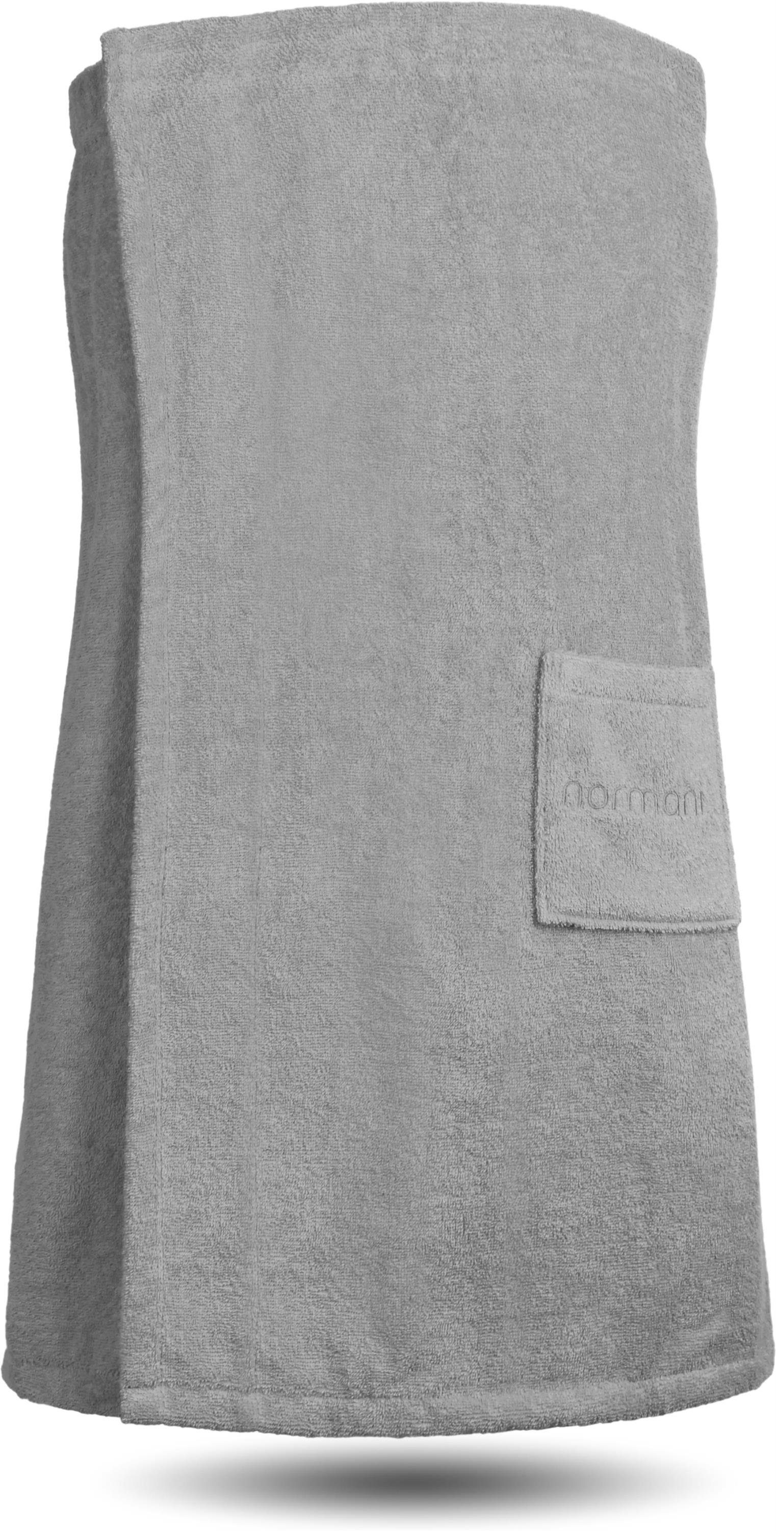 normani Saunatuch Saunakilt für Damen extra groß, Saunahandtuch extra breit (Größe XL-4XL) Grau