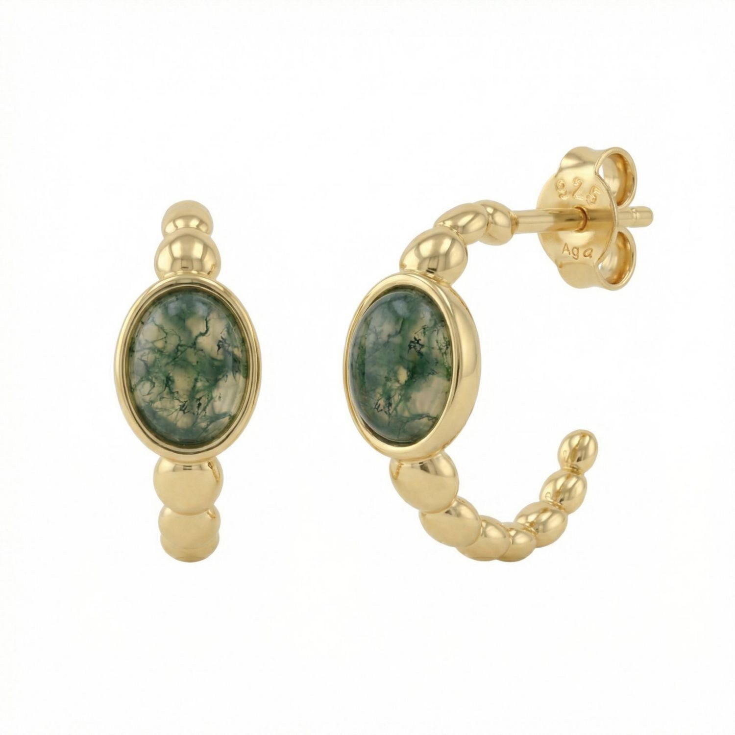 Noelani Paar Creolen Noelani Creolen für Damen, Silber 925, Achat (Creole, 4-tlg)