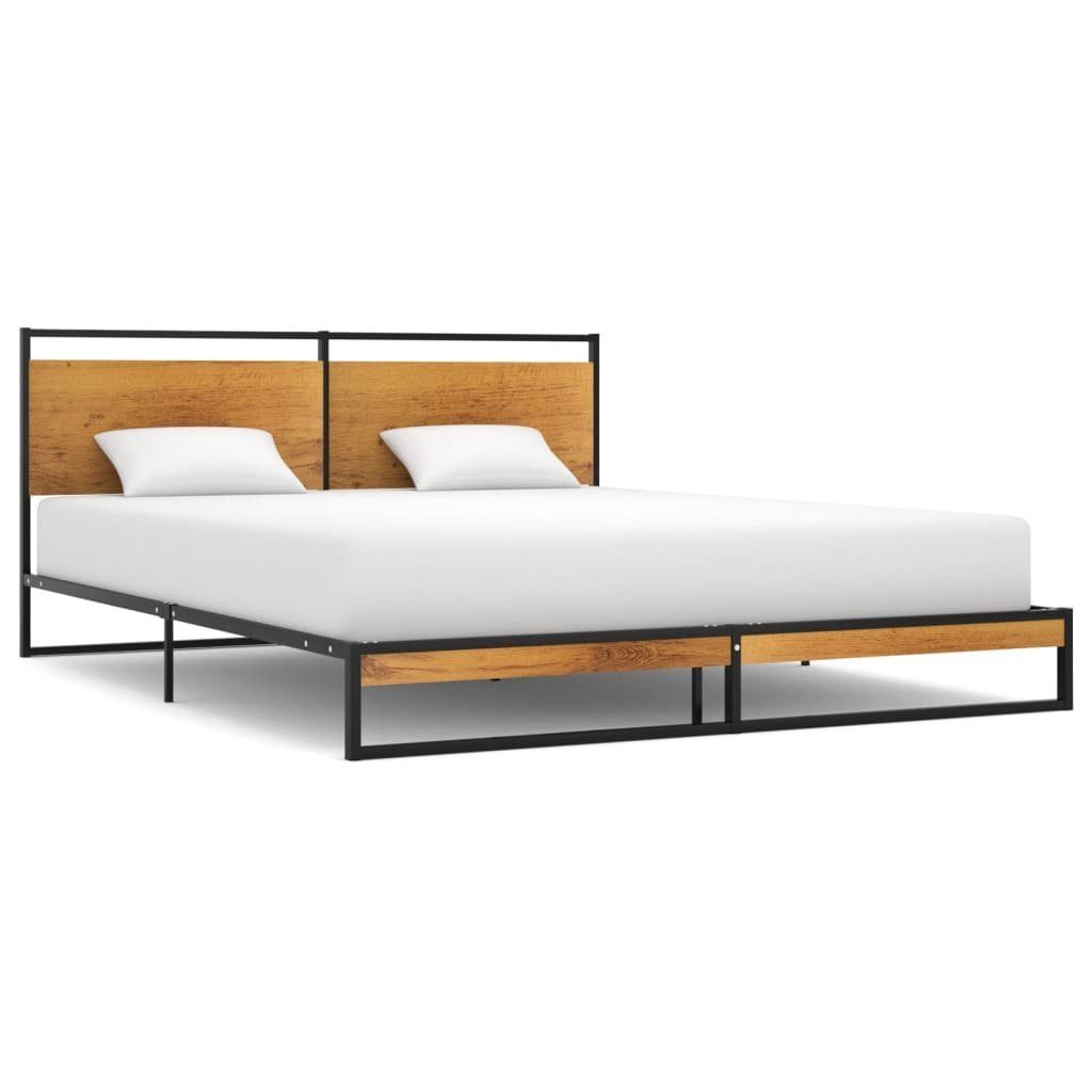 Bettgestell Metallbett 208 x 144,5 x 82,5 cm Schwarz Pulverbeschichtet