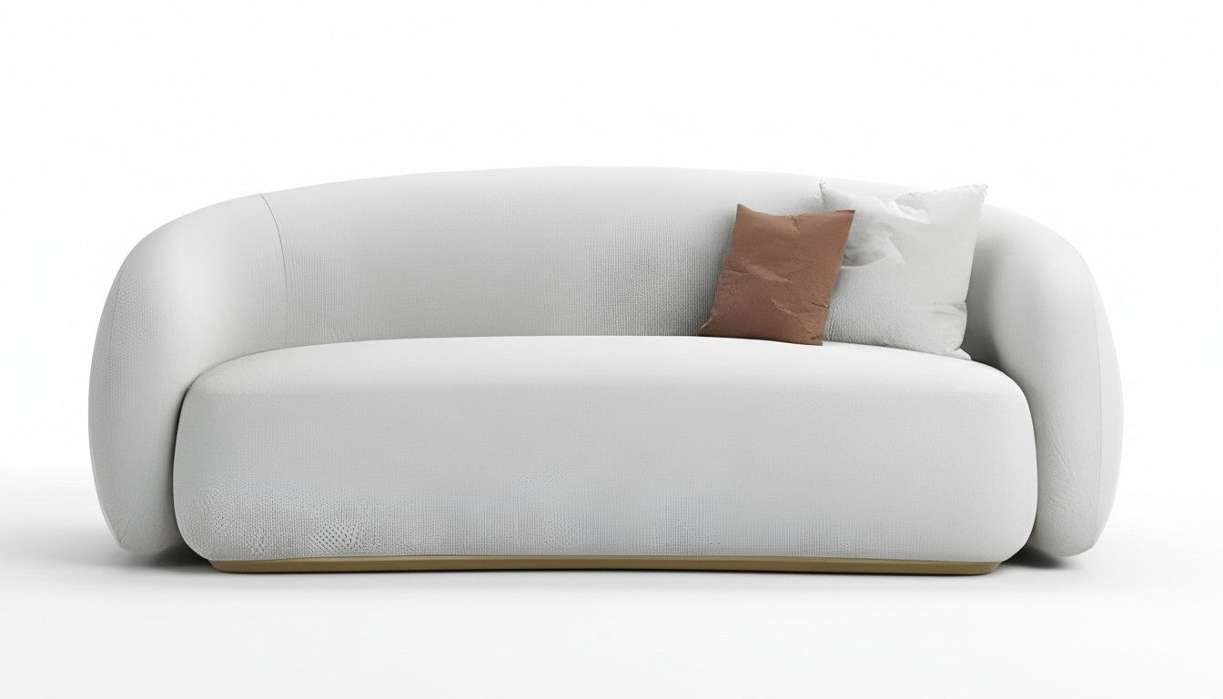 Xlmoebel Sofa Weißes Sofa von XLMOEBEL mit modernem Design und Kissen, Sofa 3 Sitzer 1 Teile, Made in Europa