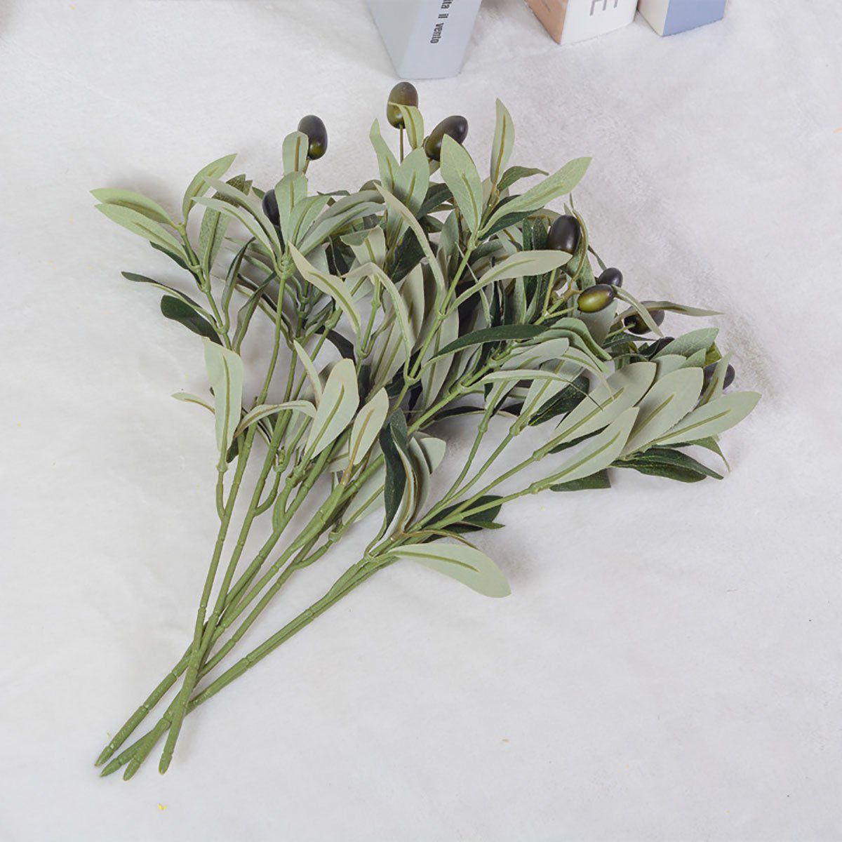 6 Olivenzweige Stämme, Kunstpflanze Künstliche Olivenzweige Stück Pflanzen CTGtree