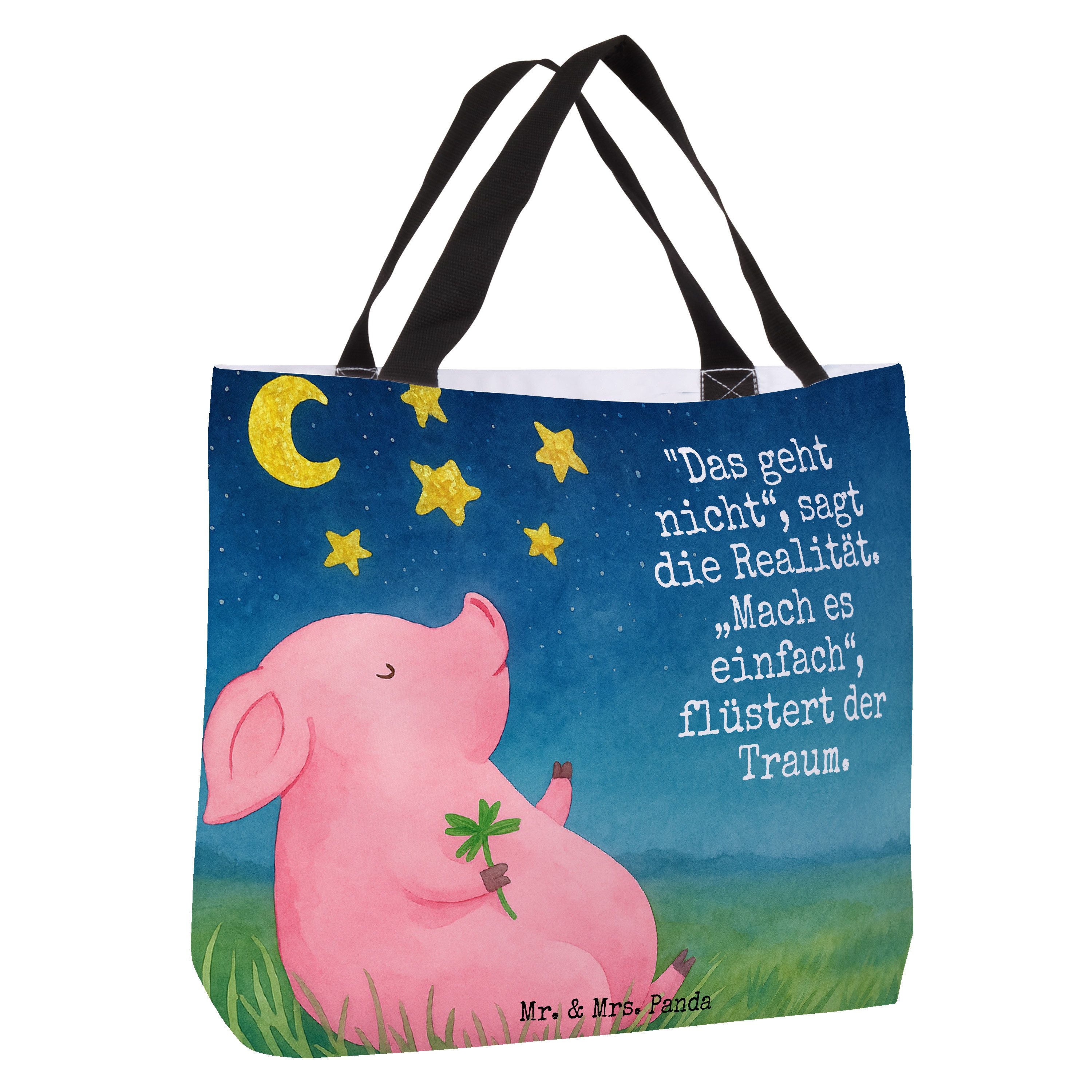 Mr. & Mrs. Panda Shopper Schwein Glück Design, Reisetasche, Weiß, Träume, Reisetasche, Einkauf (Packung), Einkaufstasche Glücksbringer Ziele