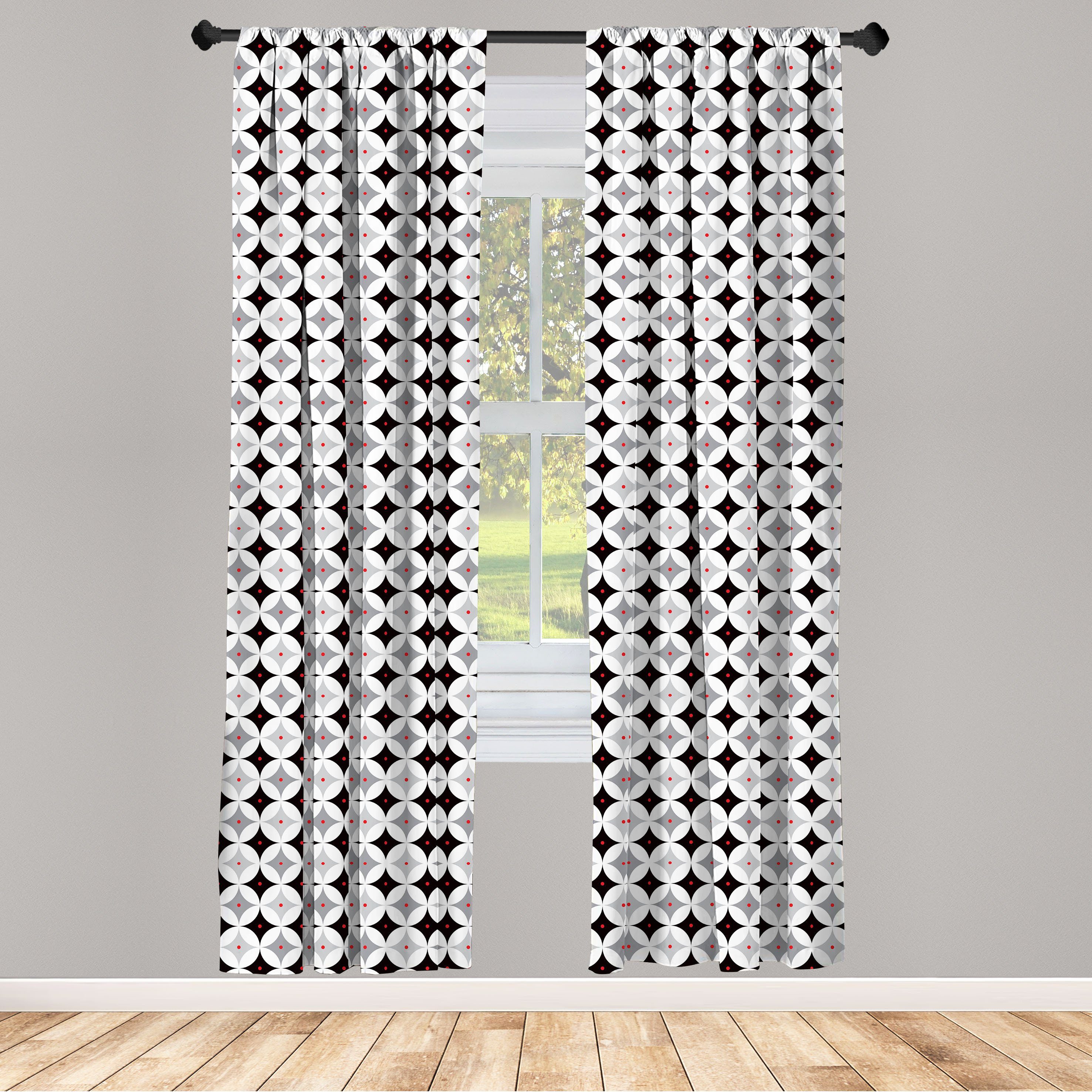 Gardine Vorhang für Wohnzimmer Schlafzimmer des Abakuhaus, Retro Atomic Microfaser, Style Mitte Jahrhunderts Dekor