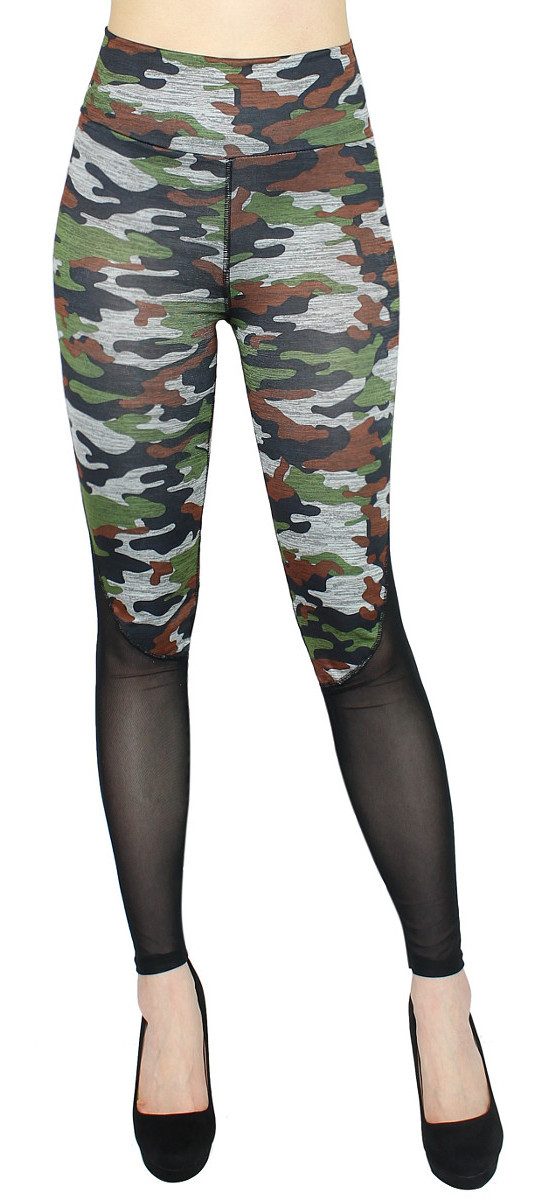 dy_mode Highwaist Leggings Hochtaillierte Damen Leggings mit Mesh-Einsätzen Fitnesshose High Waist