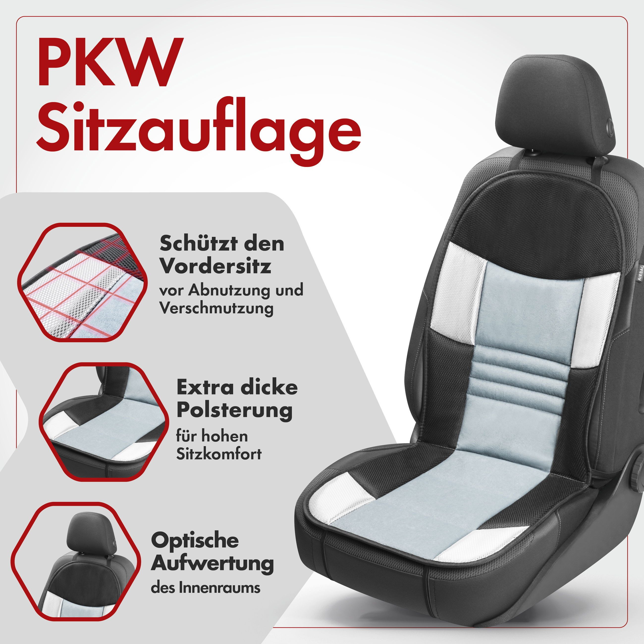 CarComfort Autositzauflage Sitzaufleger Hunt, 1 Stück, 1-tlg.