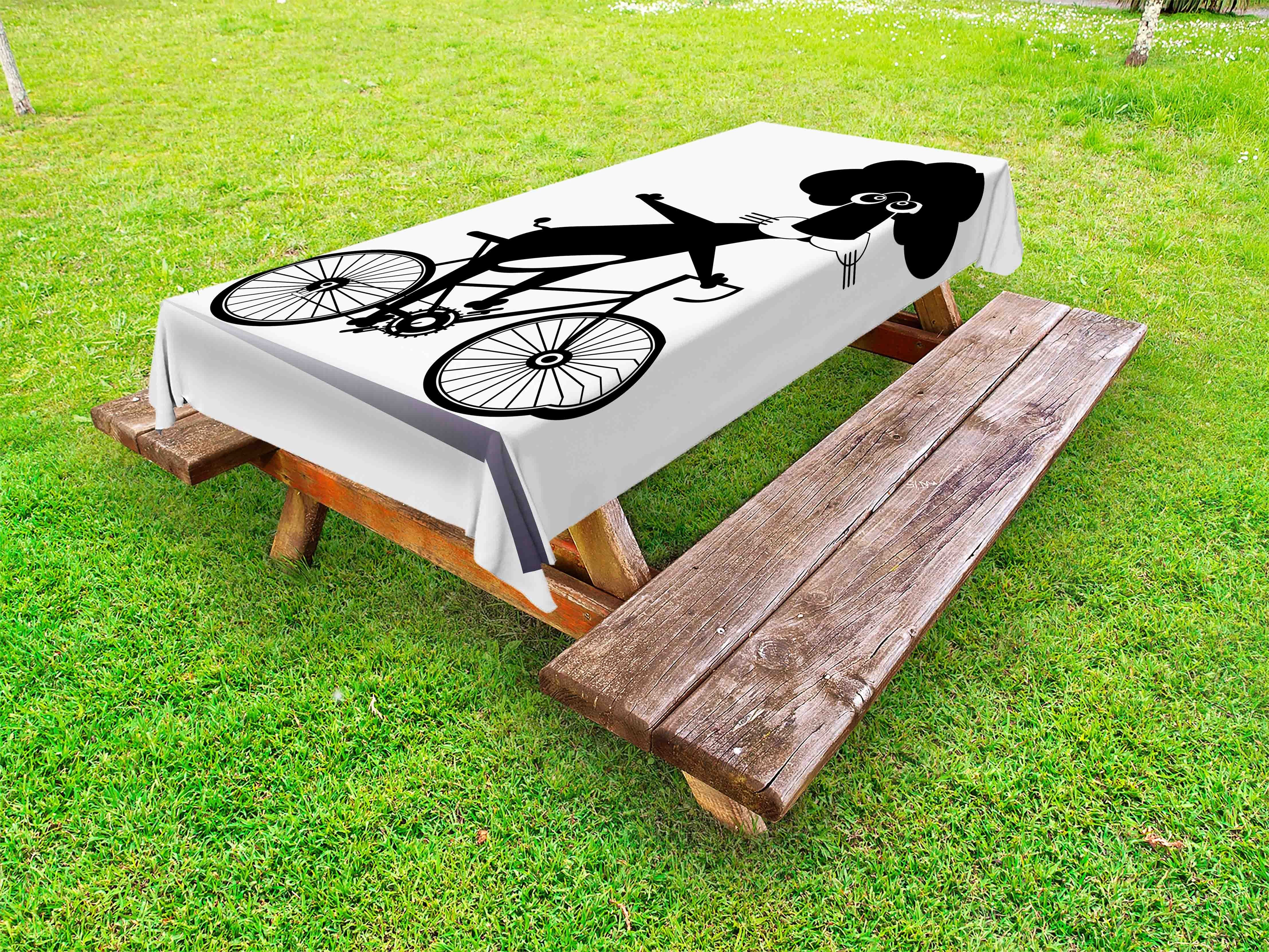 Abakuhaus Tischdecke dekorative waschbare Picknick-Tischdecke, Löwe Lion Reiten ein Fahrrad-lustige Art