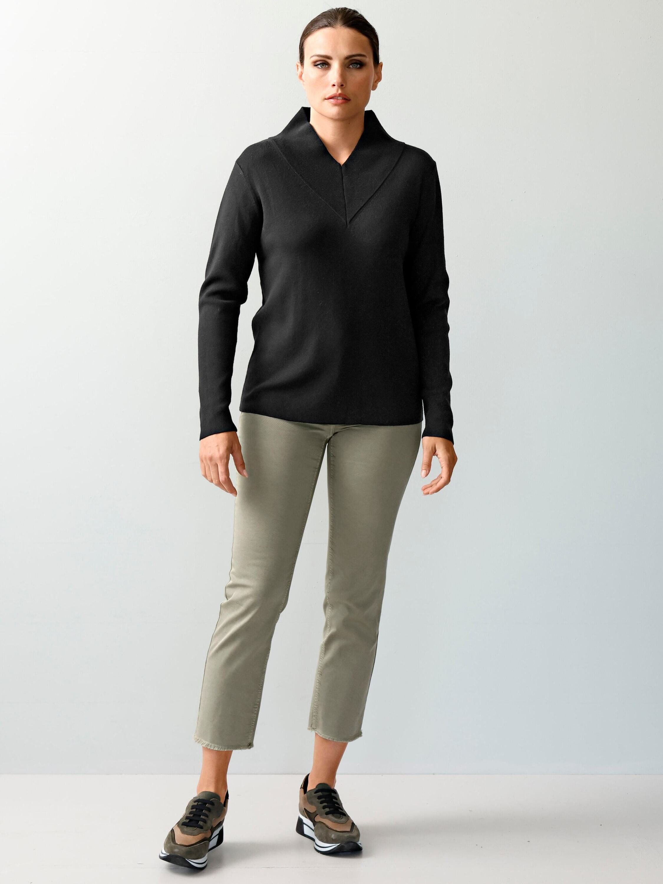 Alba Moda Strickpullover Pullover mit breitem V-Ausschnitt