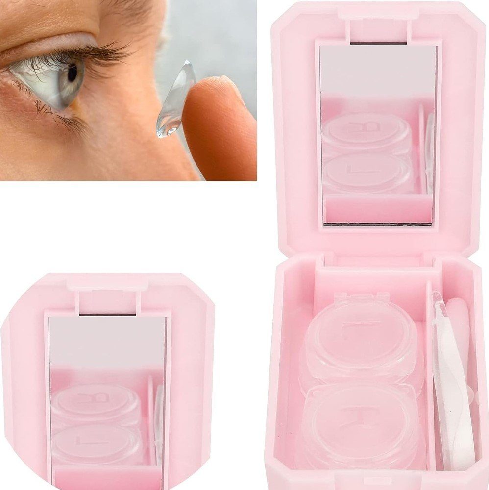 Kontaktlinsen klein,praktisch, 75 Online Aufbewahrungsbox,Einzel Nur Kontaktlinsenbehälter Blau/Rosa/Schwarz oder Set,6erset, 3er komfortabel Set in2er,3er,4er