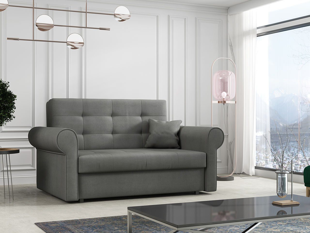 MIRJAN24 Schlafsofa Viva Silver II, 2 Sitzer Polstersofa mit Schlaffunktion Mono 246