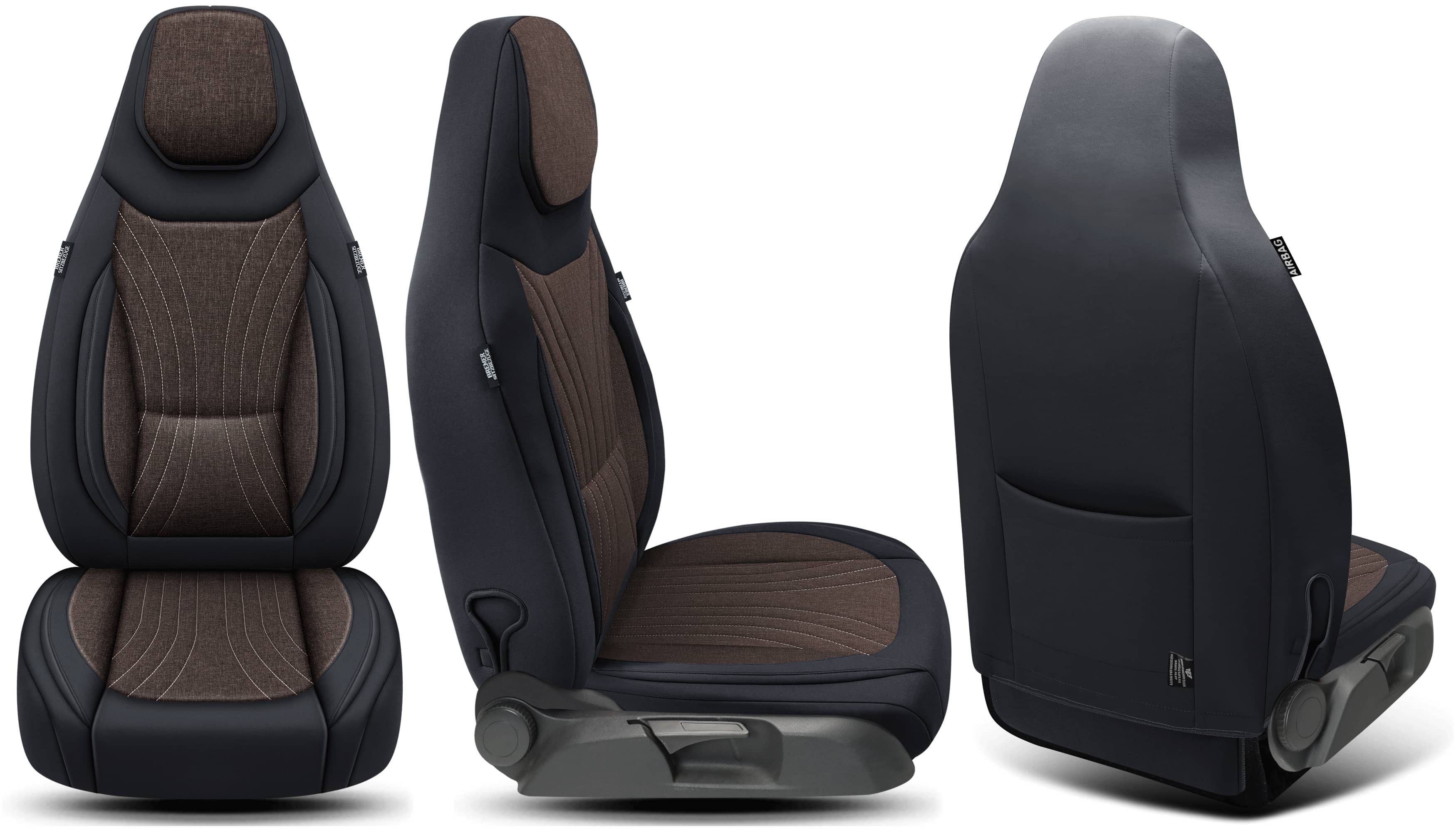 BREMER SITZBEZÜGE Autositzbezug für Seat Toledo 2 1M Bj 1999-04 (C12), Set, Schonbezüge Sitzbezüge Fahrer und Beifahrer, in Schwarz/Braun