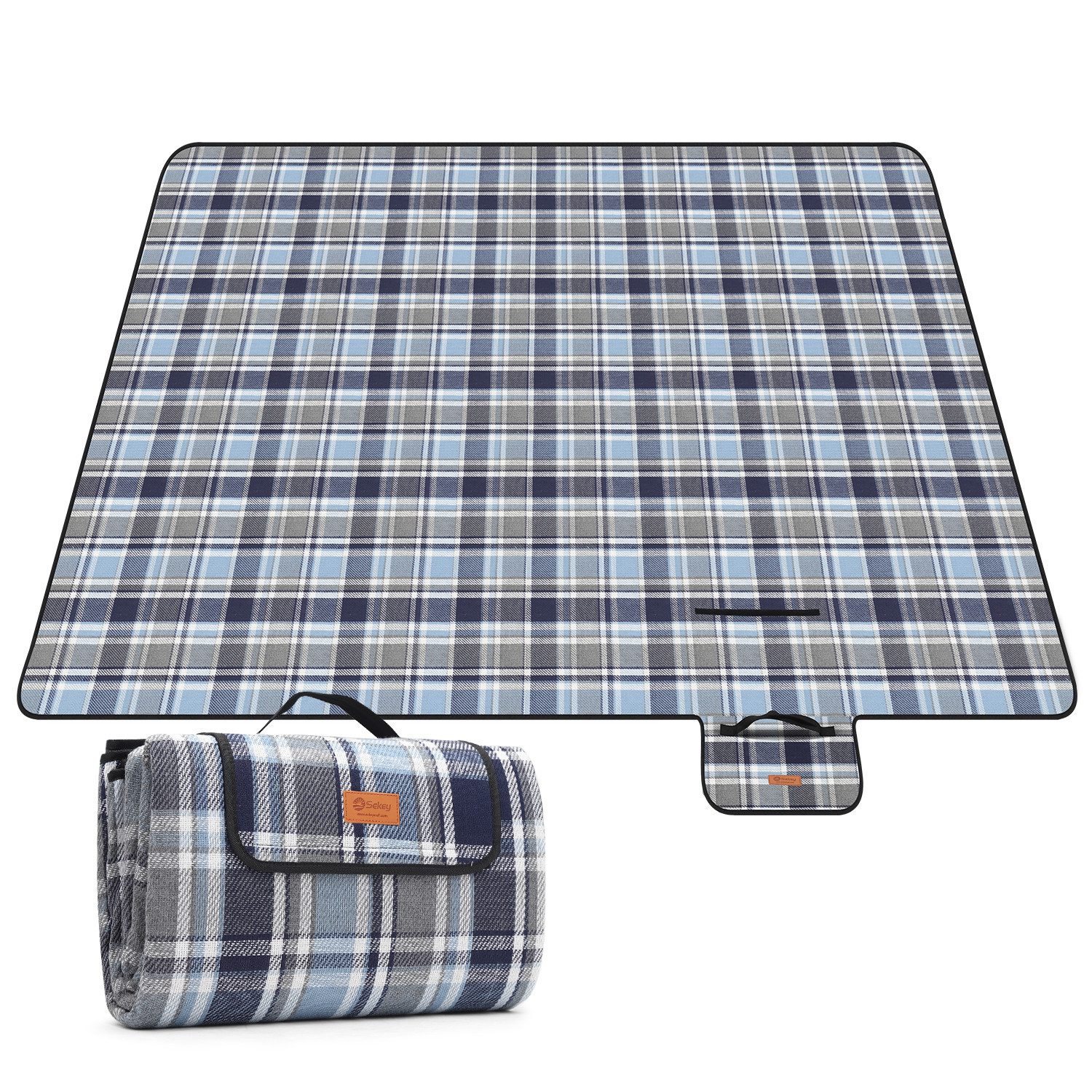 Picknickdecke Picknickdecke Wasserdicht Campingdecke 200x200 cm, Sekey, 3-Schicht mit PEVA Unterseite, für 4–6 Personen, für Strand & Camping