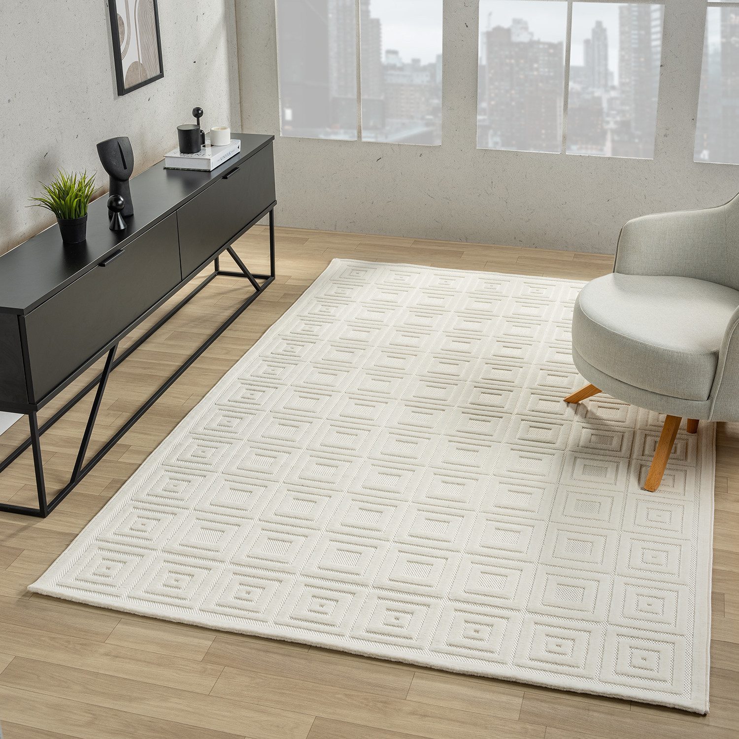 Vimoda Teppich Kurzflor Modern 3D Motiv, günstig online kaufen