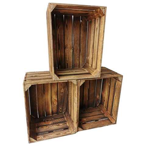 Teramico Wanddekoobjekt Holzkisten Obstkisten Vintage 50 x 40 x 30cm 3er Set, Vintage Obstkiste