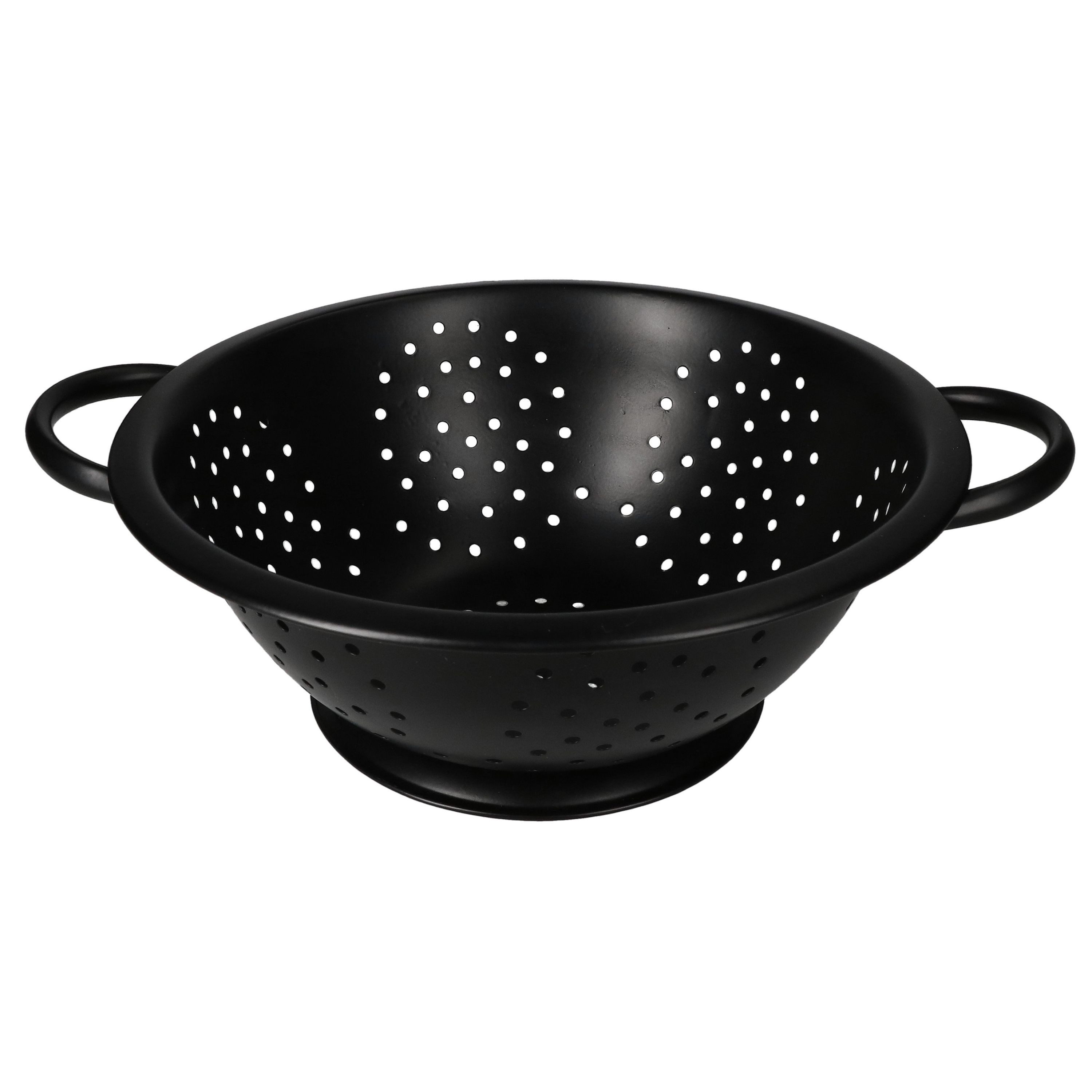 MamboCat Seiher Retro-Seiher Ø24cm schwarz Stahl Küchensieb mit Henkeln Gemüse Obst