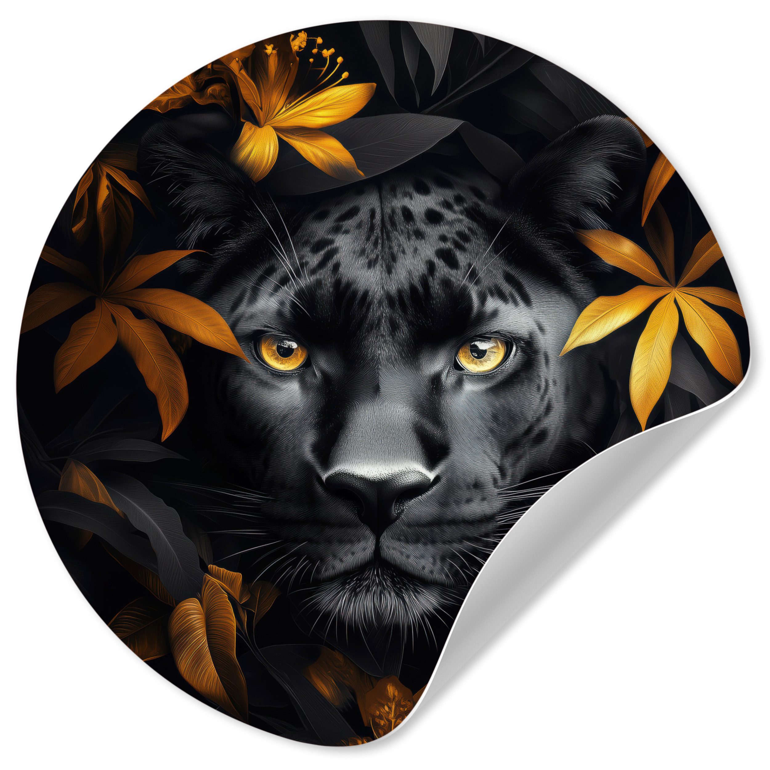 MuchoWow Wandsticker Schwarzer Panther - Blumen günstig online kaufen