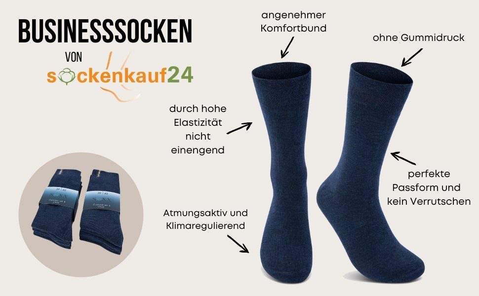 - Paar Basicsocken Paar, 10 sockenkauf24 Damen (10 Baumwolle Jeans, 15922 & Herren 47-50) Socken Komfortbund Business Socken