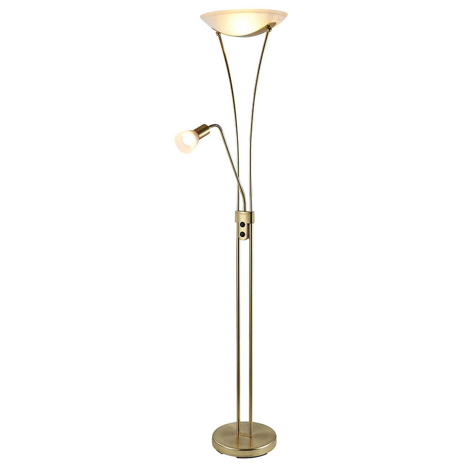 Lindby Stehlampe Felicia, Metall, Gold / Messing IP20, 2 x 15 W LED E27 + 1 x 10 W LED E14
