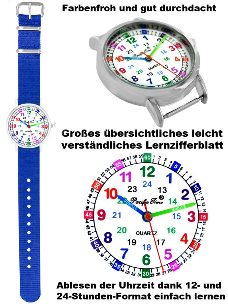 Pacific Time Quarzuhr Kinder Armbanduhr Lernuhr nachhaltiges Wechselarmband, Mix und Match Design - Gratis Versand