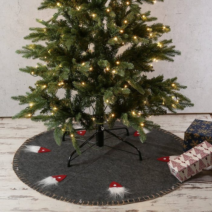 MARELIDA Christbaumständer Weihnachtsbaumdecke Weihnachtsbaumteppich Tannenbaumdecke Filz D: 98cm rund grau (1-tlg)