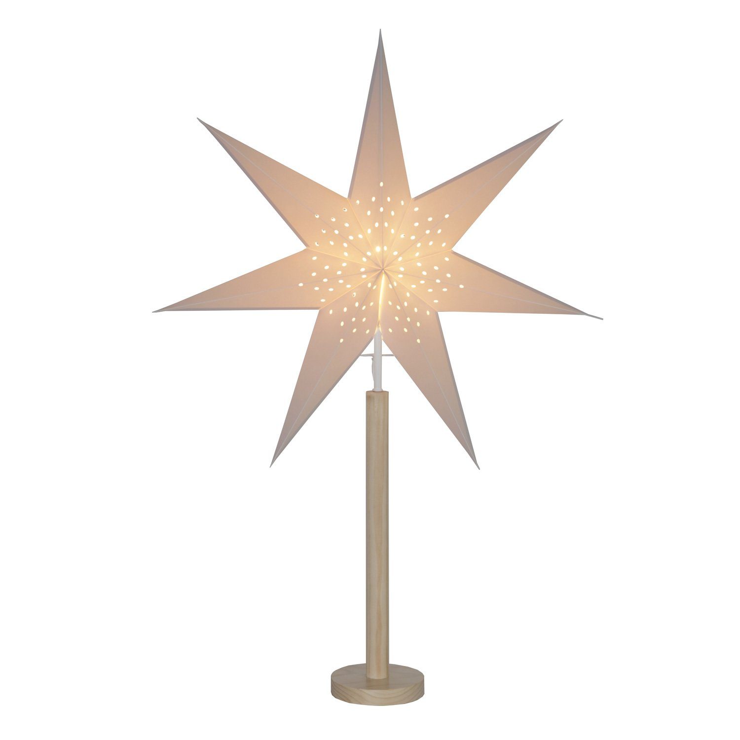 STAR TRADING LED Stern Papierstern Weihnachtsstern stehend 7-zackig 60cm E14 weiß natur