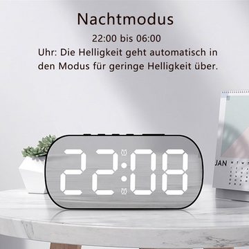 Dekorative Wecker Wecker Digital, Spiegel-Wecker, Tischuhr mit Anzeige Digital Uhr mit Snooze Moduls