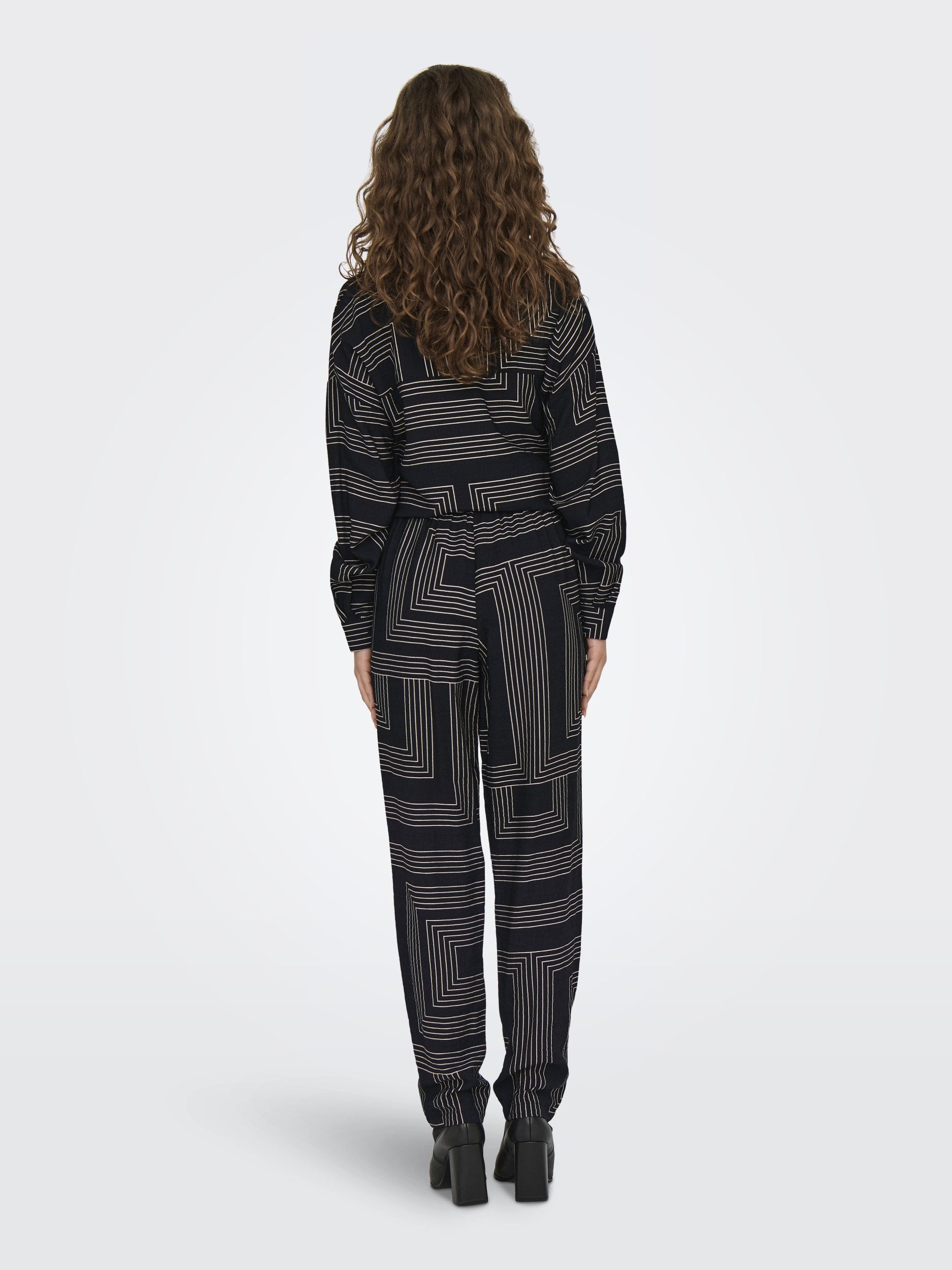 pieces Stoffhose - gemusterte Stoffhose mit weitem Bein