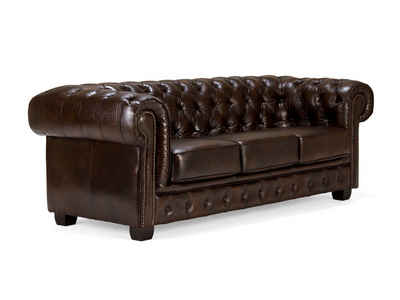massivum Sofa Sofa Chesterfield Big 3-Sitzer antik braun