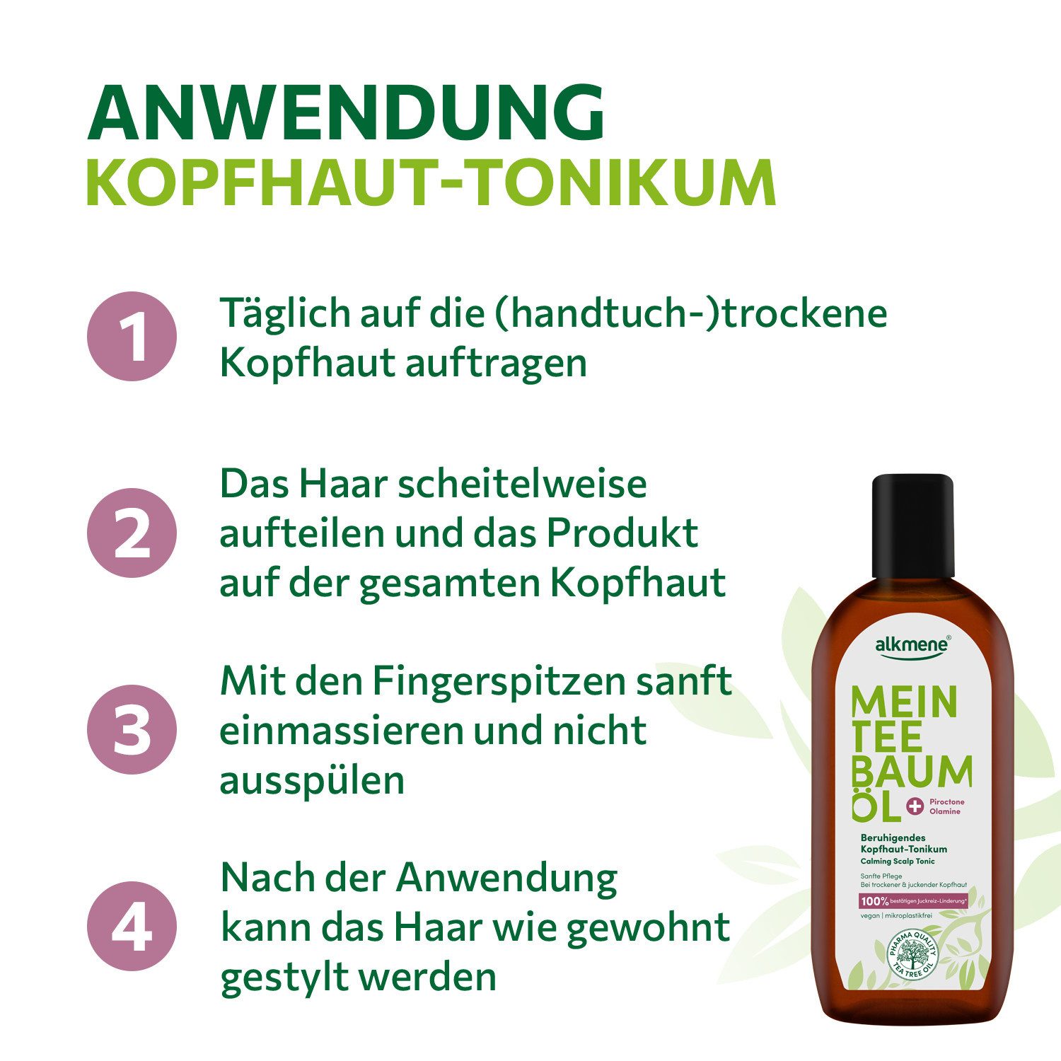 alkmene Haartonikum Teebaumöl Kopfhaut Tonikum Juckreiz Linderung 100% bestätigt - vegan, 1-tlg.