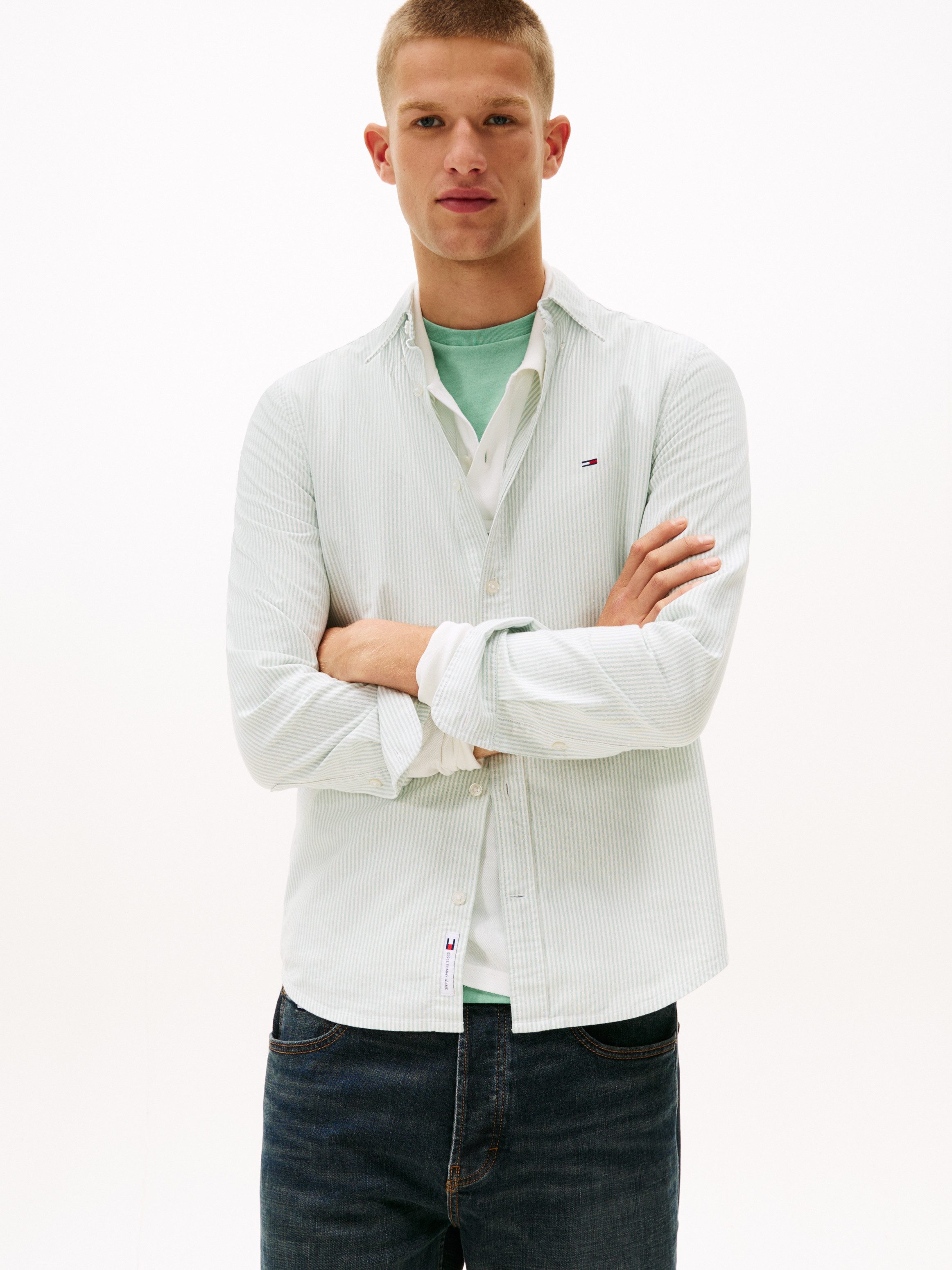Tommy Jeans Langarmhemd TJM SLIM STRIPE OXFORD SHIRT EXT Mit Button-Down-Kr günstig online kaufen