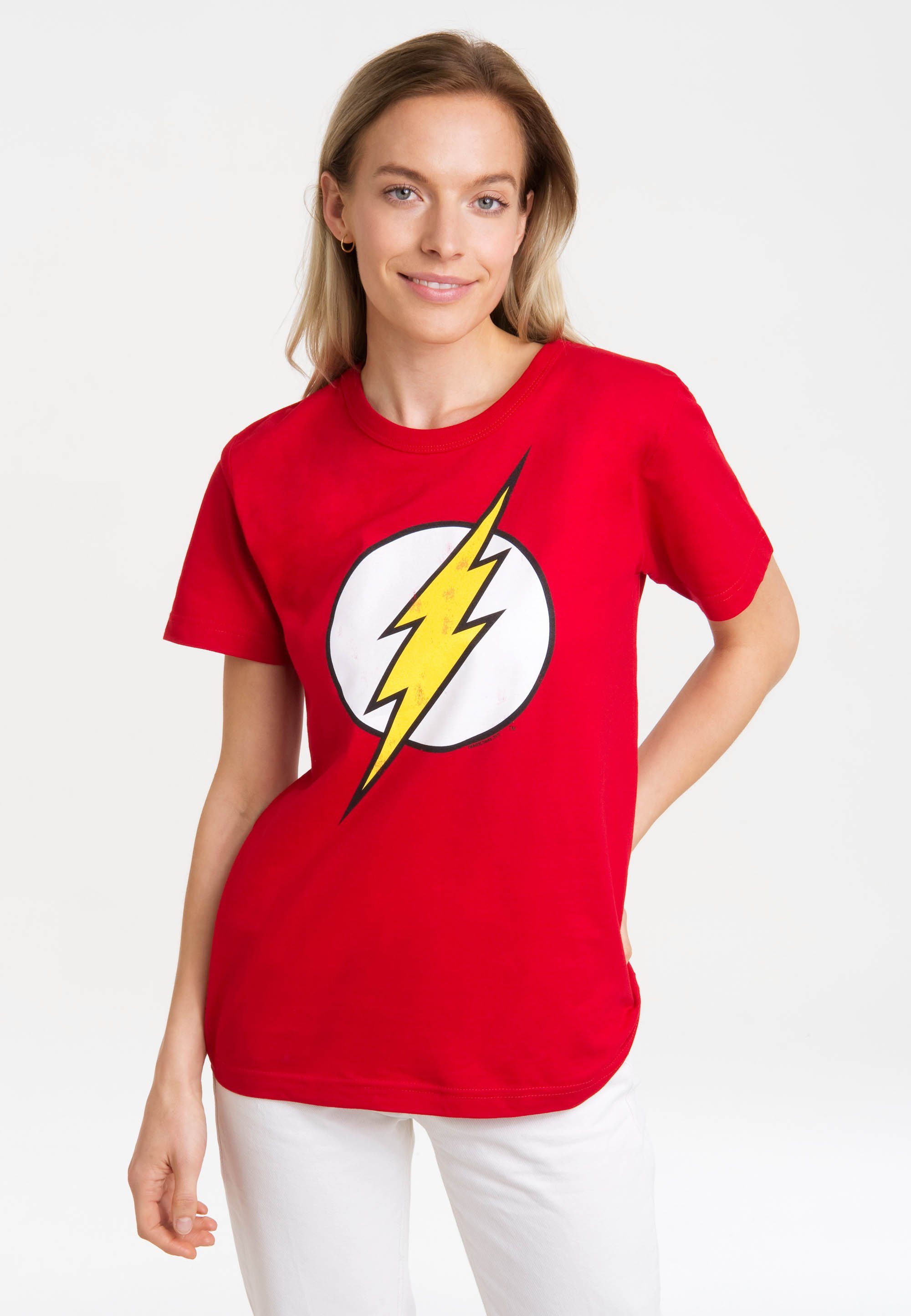 Comics Print Flash lizenziertem T-Shirt Logo - LOGOSHIRT DC mit