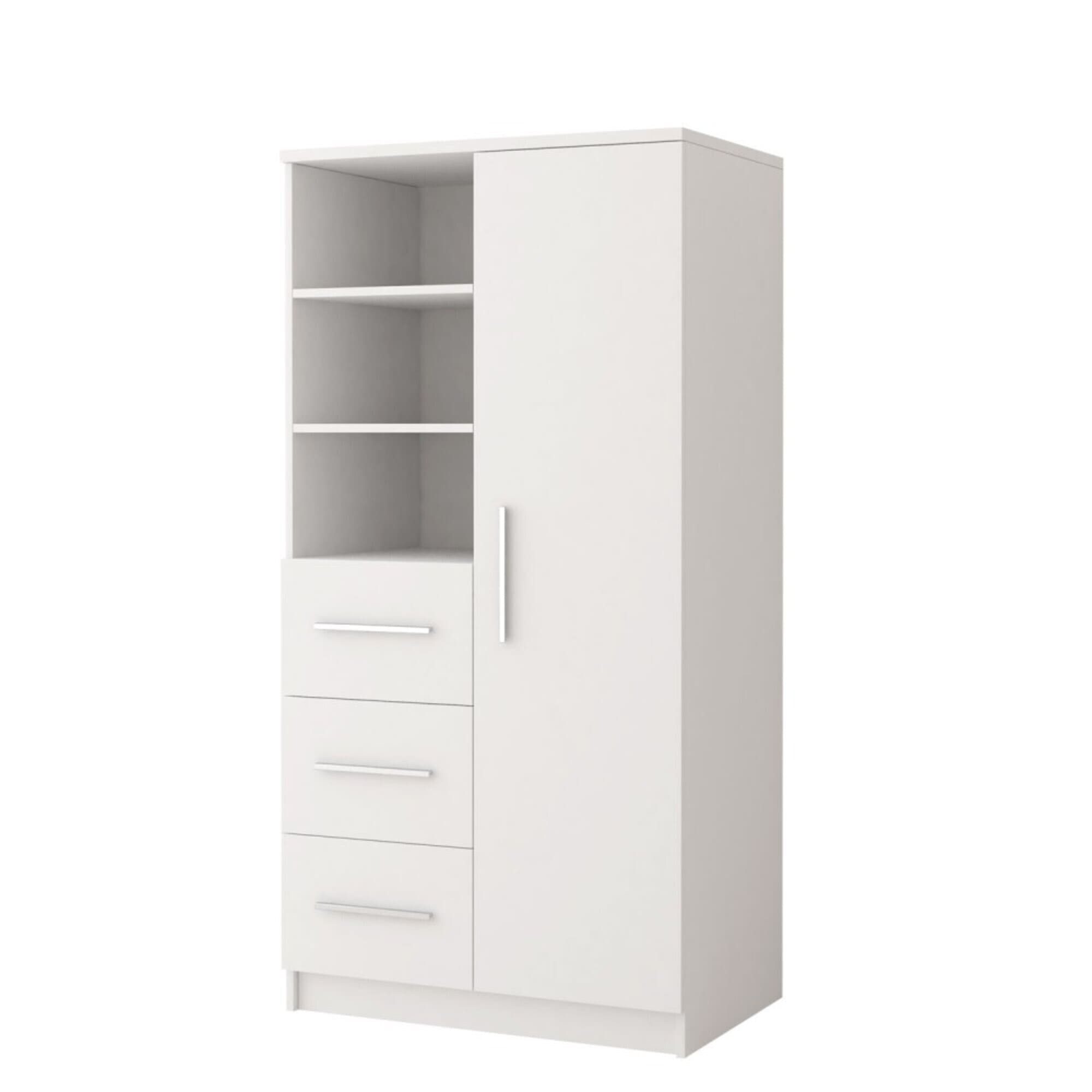 MOEBLO Kleiderschrank Marsala 3SD 05 (mit Schubladen Regal, Vitrine Kleiderschrank 1-türig Schrank Garderobe Schlafzimmer) (B x H x T): 80x160x40 cm