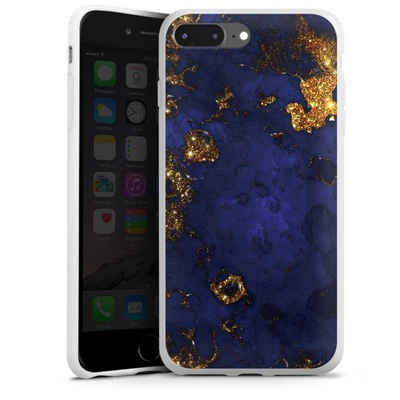 DeinDesign Handyhülle Marmor Gold Utart Blue and Golden Marble Look, Apple iPhone 7 Plus Silikon Hülle Bumper Case Handy Schutzhülle