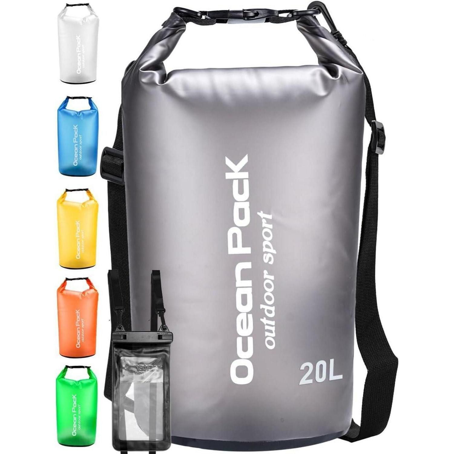 LuxusKollektion Drybag Drybag Packsack wasserdicht Schultergurt Kanu Strand 20L Schwarz