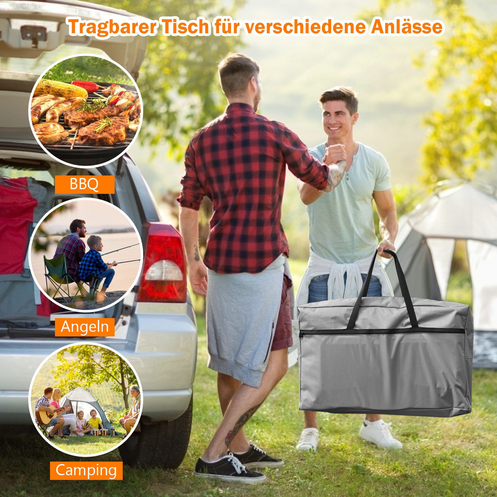 KOMFOTTEU Campingschrank faltbare Campingküche mit Ablage, Windschutz & Tragetasche
