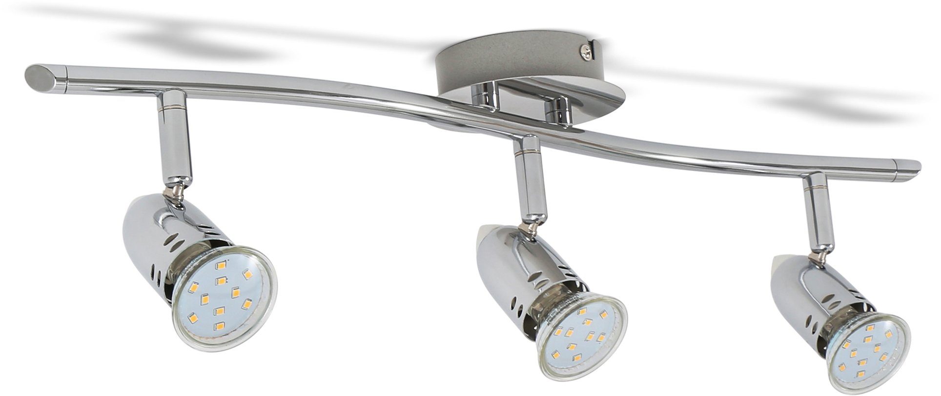 B.K.Licht LED 3W GU10 Deckenlampe Warmweiß, Deckenleuchte, modern Leuchtmittel Spot-Strahler 250lm chrom inkl. Design wechselbar, LED