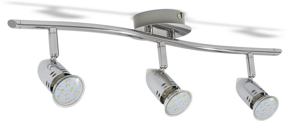 B.K.Licht LED Deckenleuchte, Leuchtmittel wechselbar, Warmweiß, LED Design  Deckenlampe Spot-Strahler GU10 modern chrom inkl. 3W 250lm