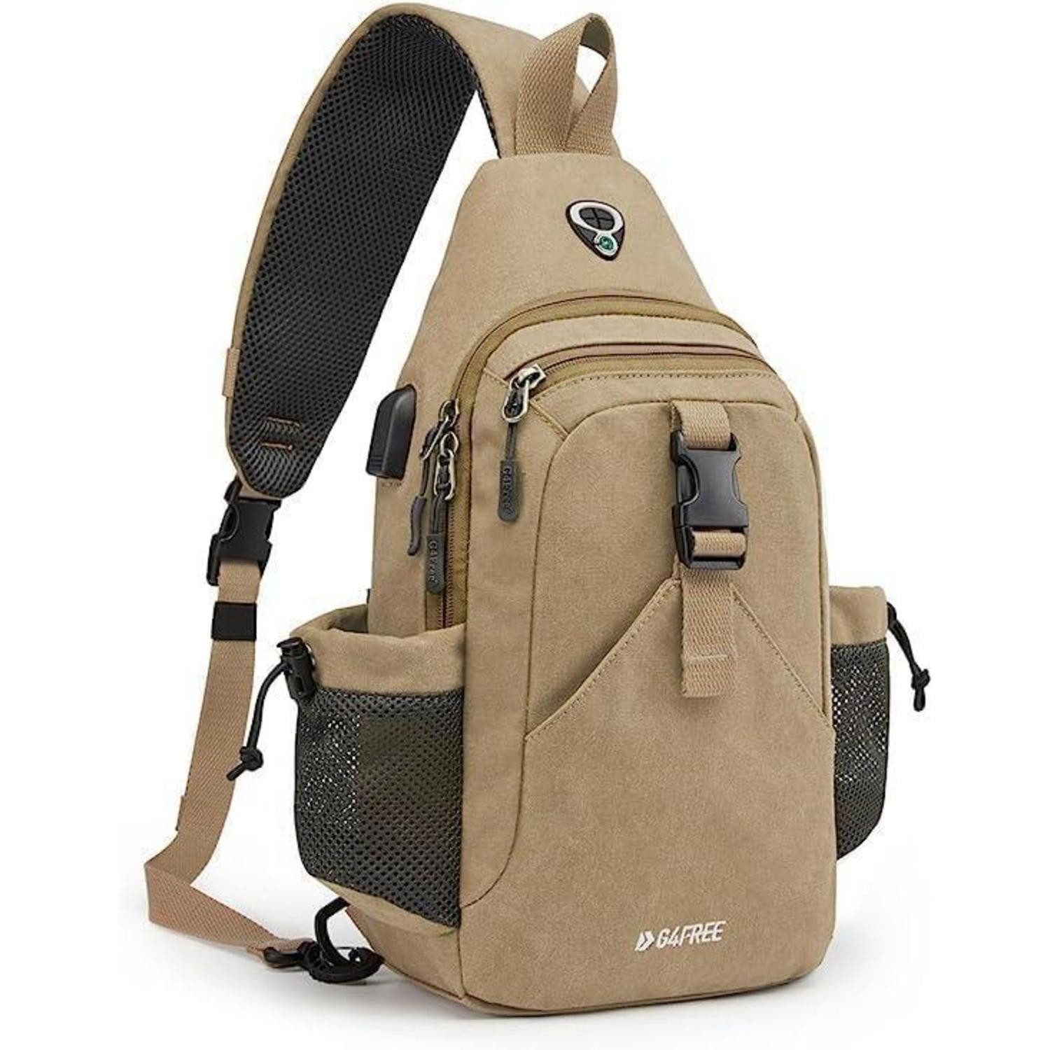 LuxusKollektion Daypack Canvas Brusttasche Schultertasche Sling Bag für Reise Wandern Klettern