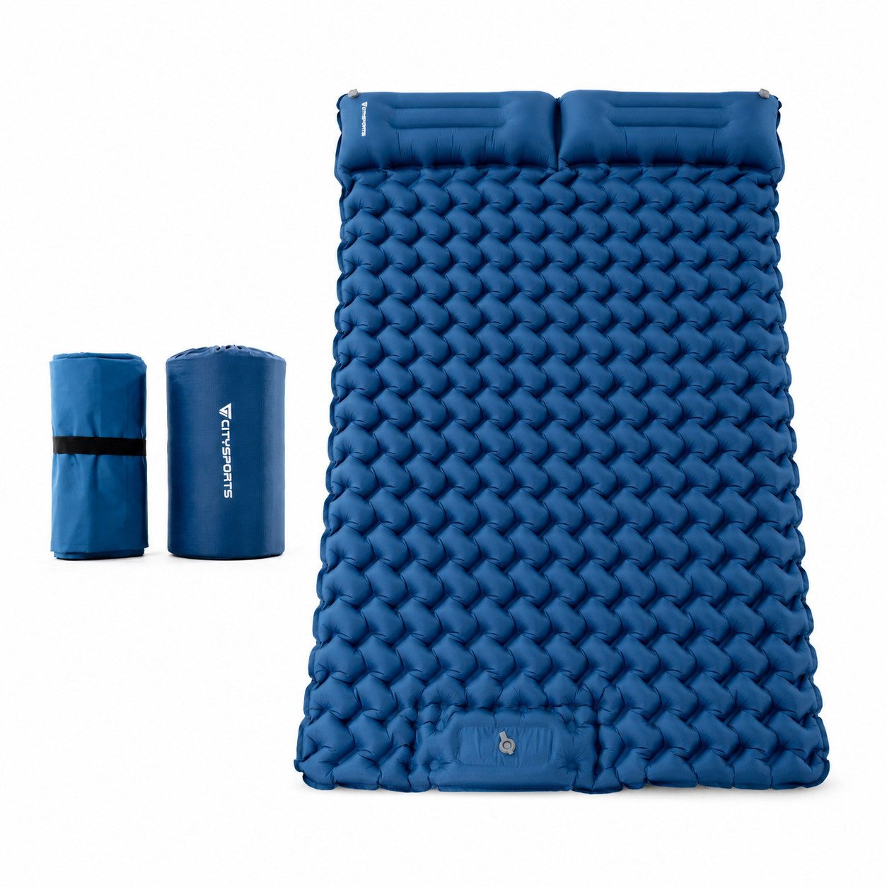CITYSPORTS Isomatte Selbstaufblasende Camping Isomatte, aufblasbare Luftmatratze Camping, mit Kissen,Fußpumpe,Outdoor Schlafmatte für Zelt SUV Reisen