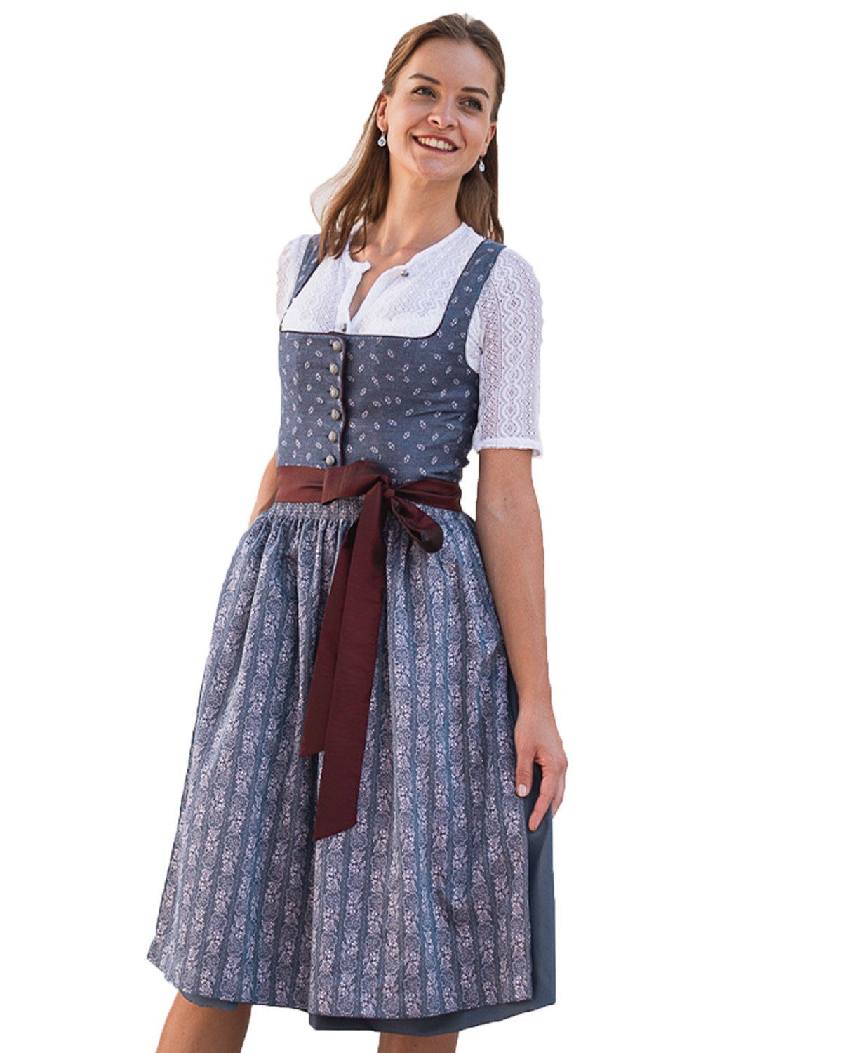Trachten Deiser Dirndl Damen Kleid 'Beatrice' Traditionell, Blau - 70cm | Dirndl