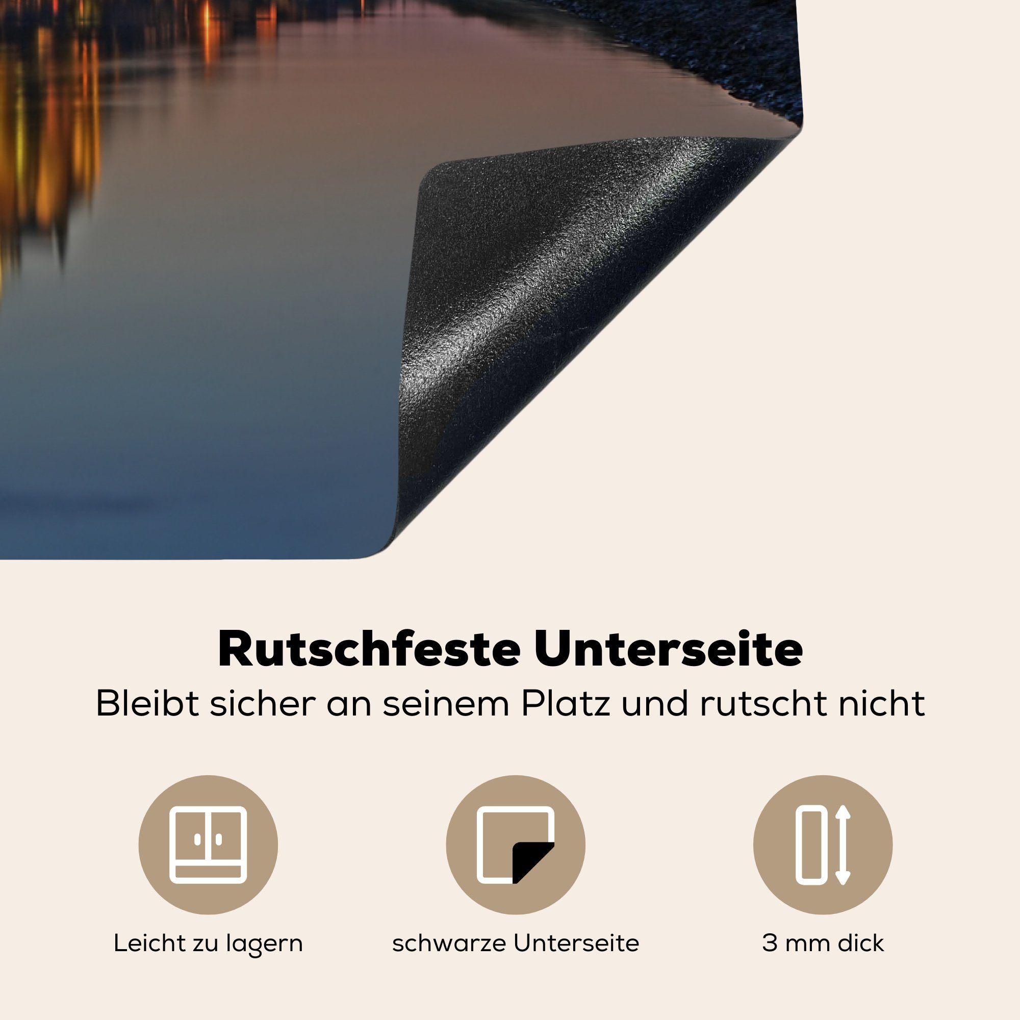 MuchoWow Herdblende-/Abdeckplatte Le Vinyl, die (1 küche, Ceranfeldabdeckung Mont-Saint-Michel cm, Induktionskochfeld tlg), 81x52 Sonnenuntergang, nach für Schutz